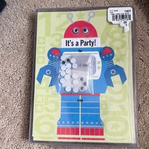 Robot invitations with googly eyes